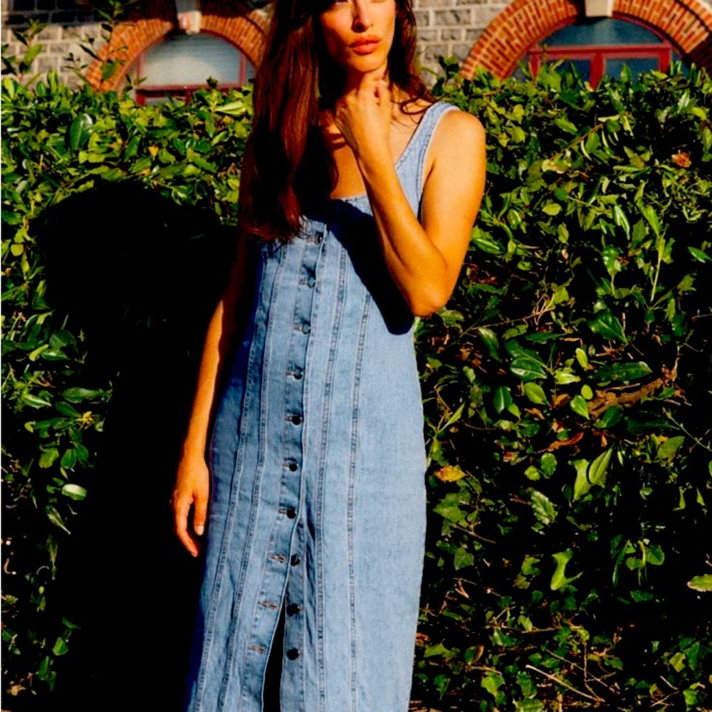 Zara Blue Denim Midi Dress